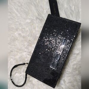 bebe Black and Silver Sparkle Clutch